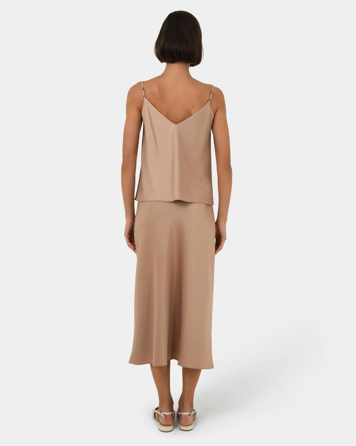 Forcast Joy Satin Midi Skirt Warm Taupe Best
