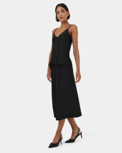 Forcast Joy Satin V-neck Cami Black Best