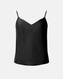 Forcast Joy Satin V-neck Cami Black Best