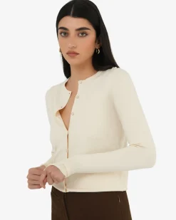 Forcast Joyce Knit Cardigan Buttercream Outlet