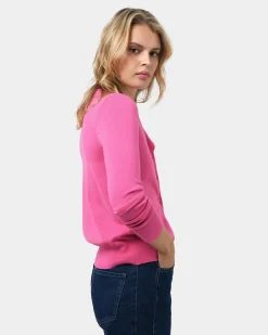 Forcast Joyce Knit Cardigan Bright Pink Hot