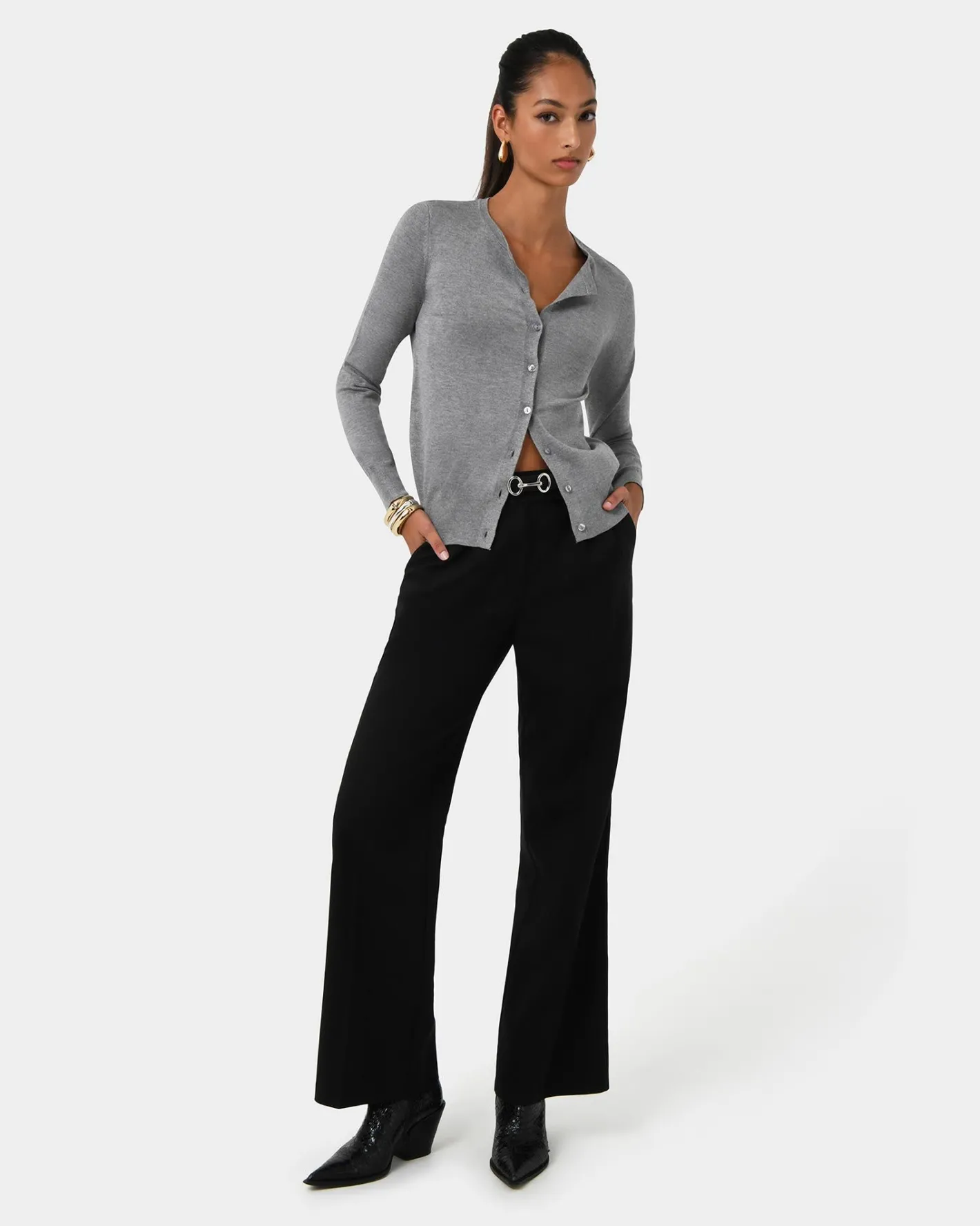 Forcast Joyce Knit Cardigan Grey Hot