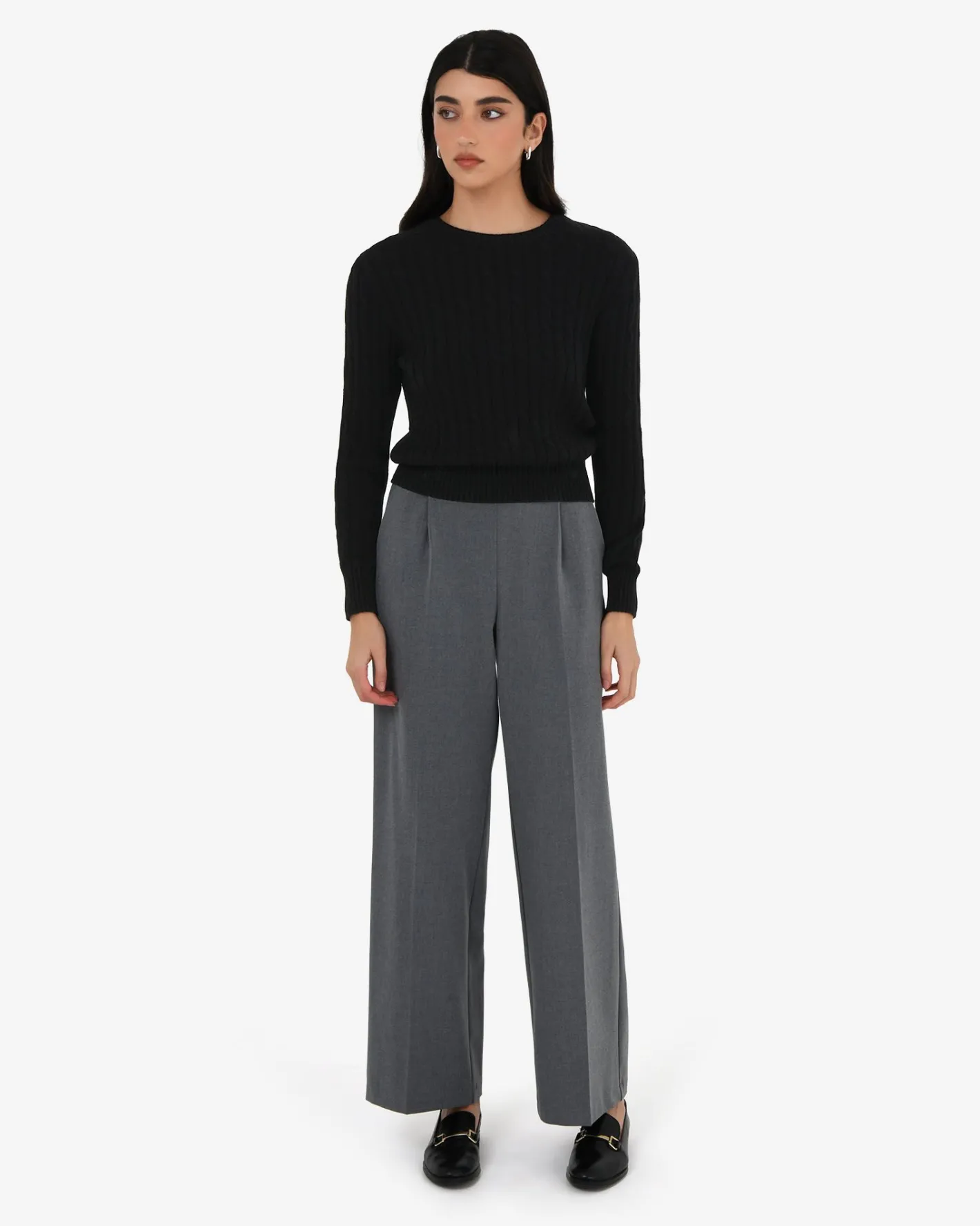 Forcast Juanita Cotton Cable Knit Black