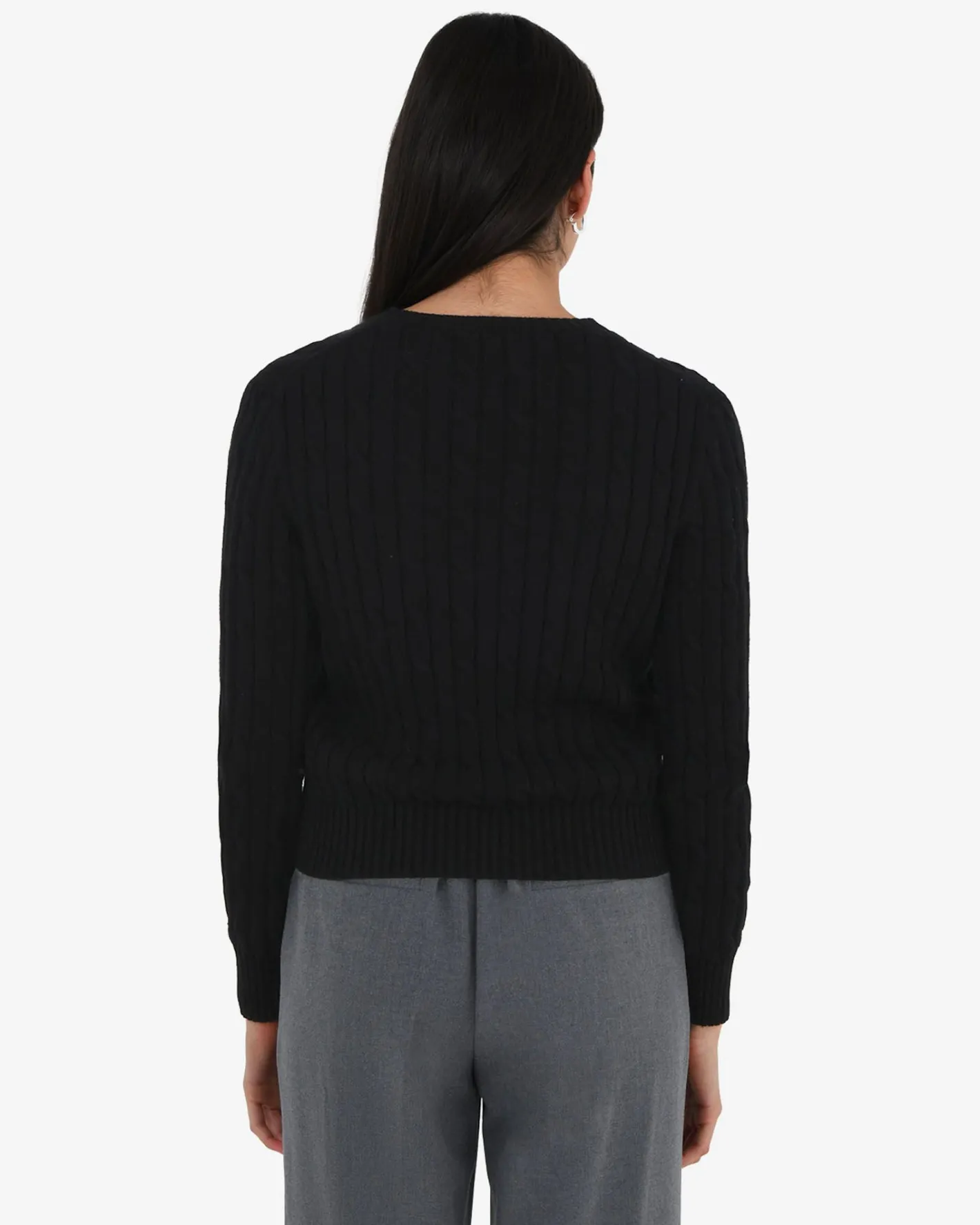 Forcast Juanita Cotton Cable Knit Black