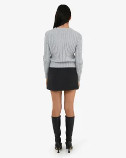 Forcast Juanita Cotton Cable Knit Ash Marle Discount