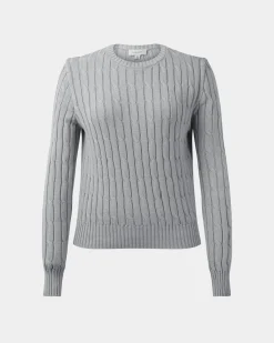 Forcast Juanita Cotton Cable Knit Ash Marle Discount
