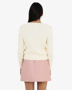 Forcast Juanita Cotton Cable Knit Ecru Clearance