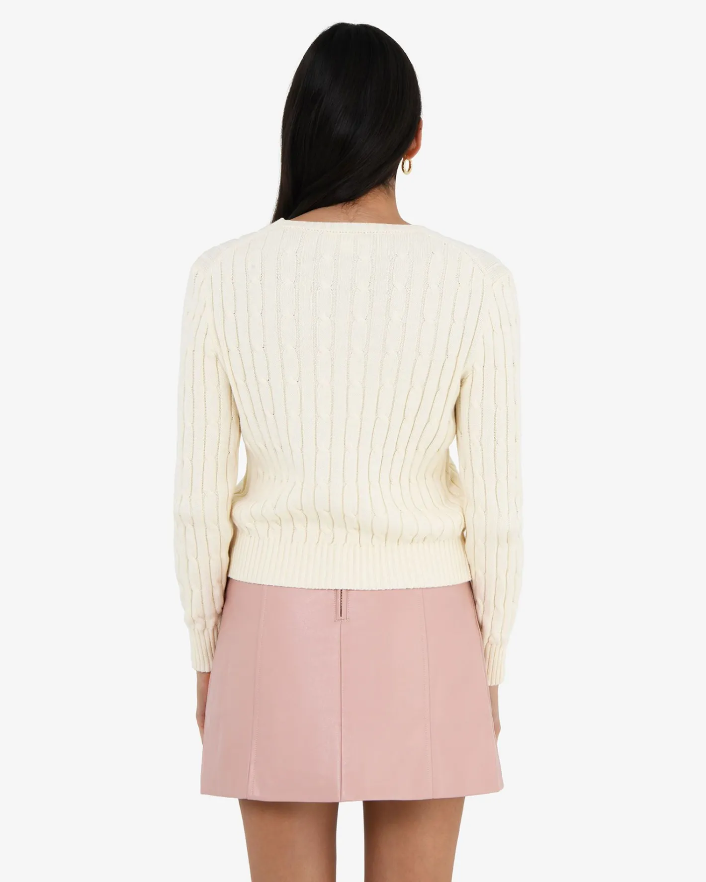 Forcast Juanita Cotton Cable Knit Ecru Clearance