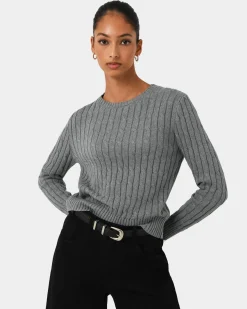 Forcast Juanita Cotton Cable Knit Grey Outlet