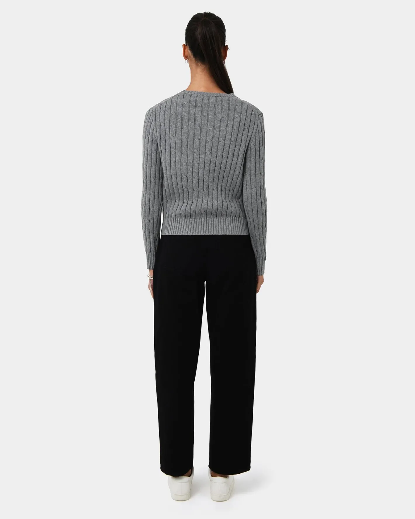 Forcast Juanita Cotton Cable Knit Grey Outlet