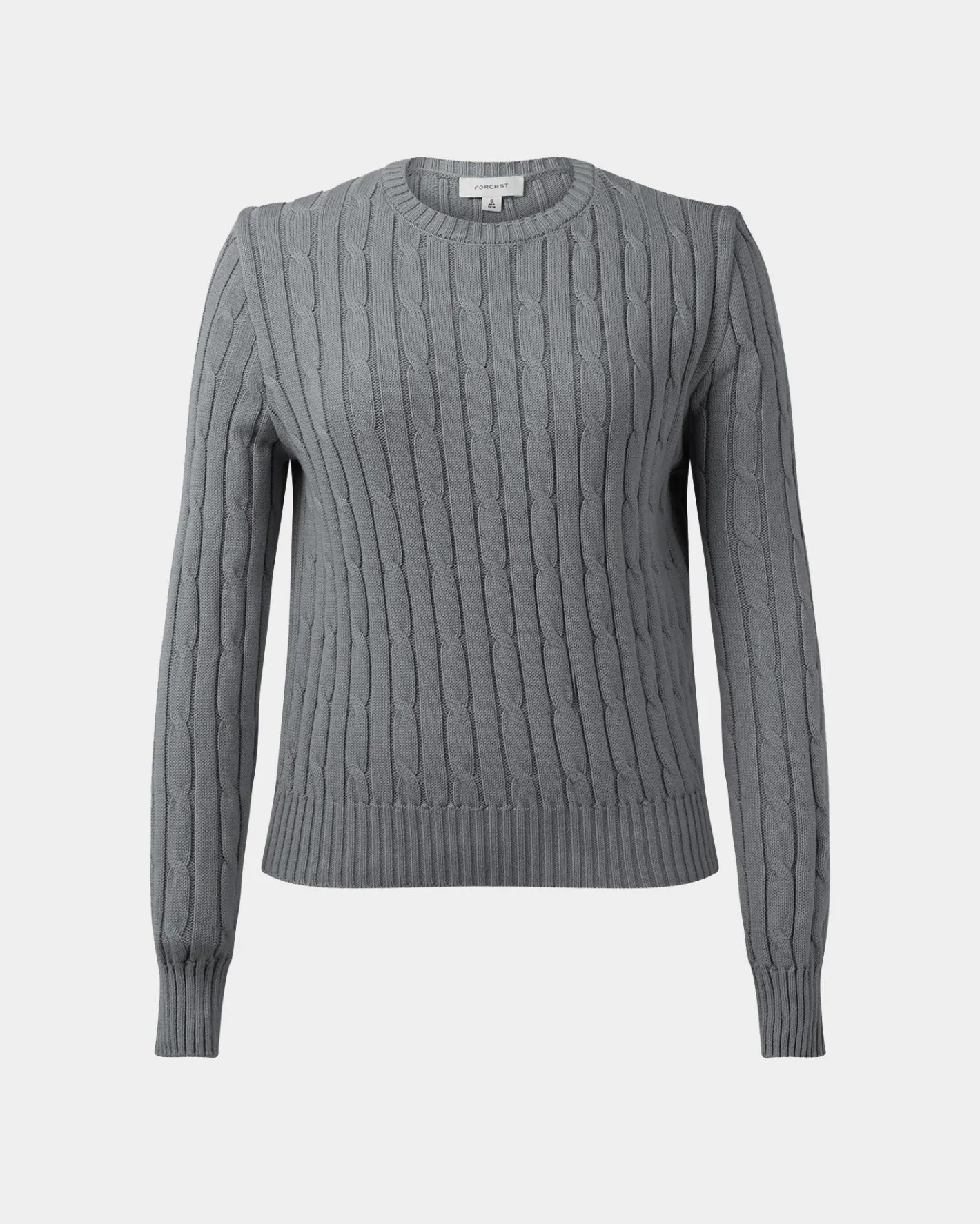 Forcast Juanita Cotton Cable Knit Grey Outlet