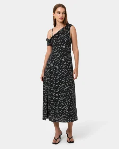 Forcast Jules Asymmetric Maxi Dress Polka Dot Best