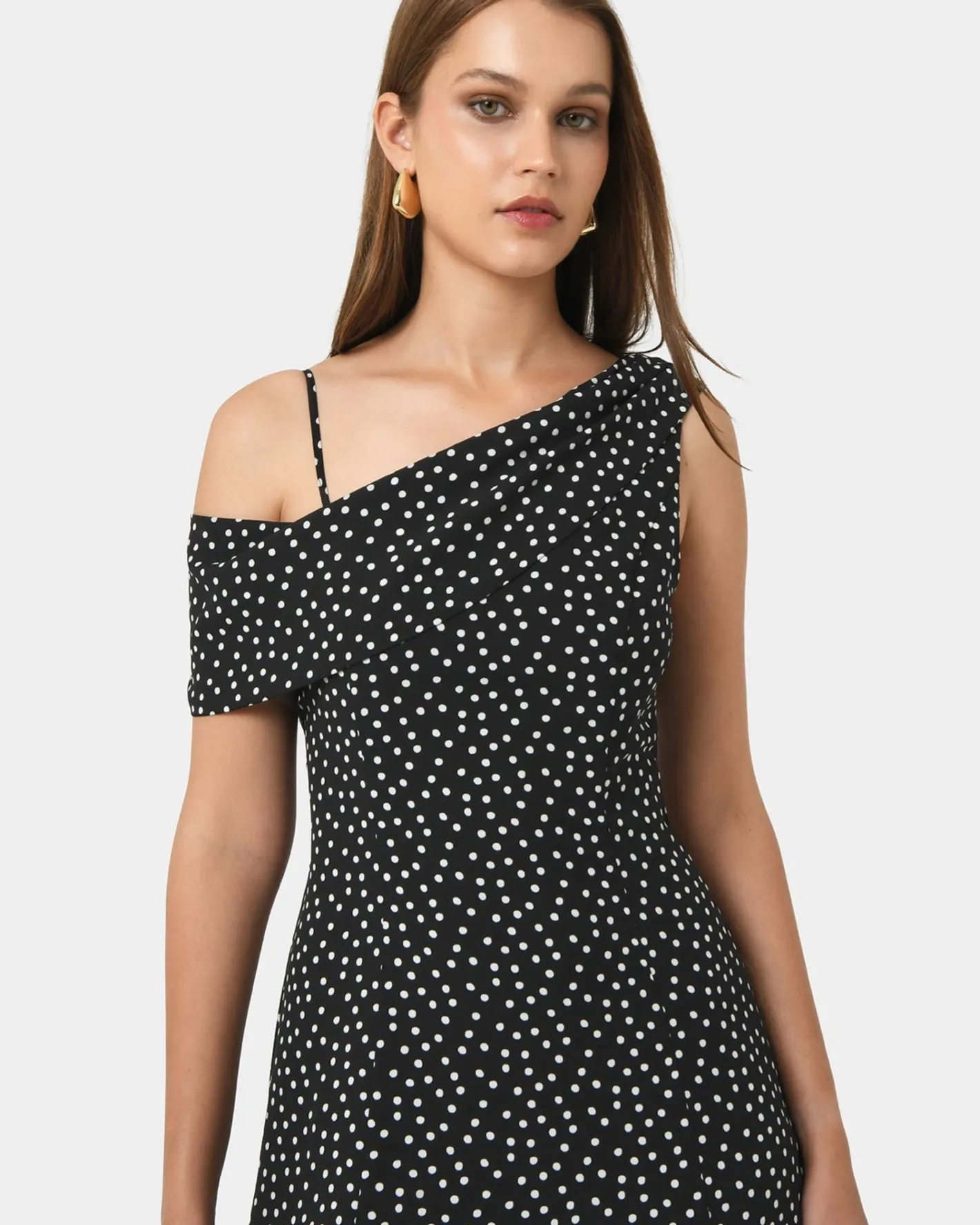 Forcast Jules Asymmetric Maxi Dress Polka Dot Best