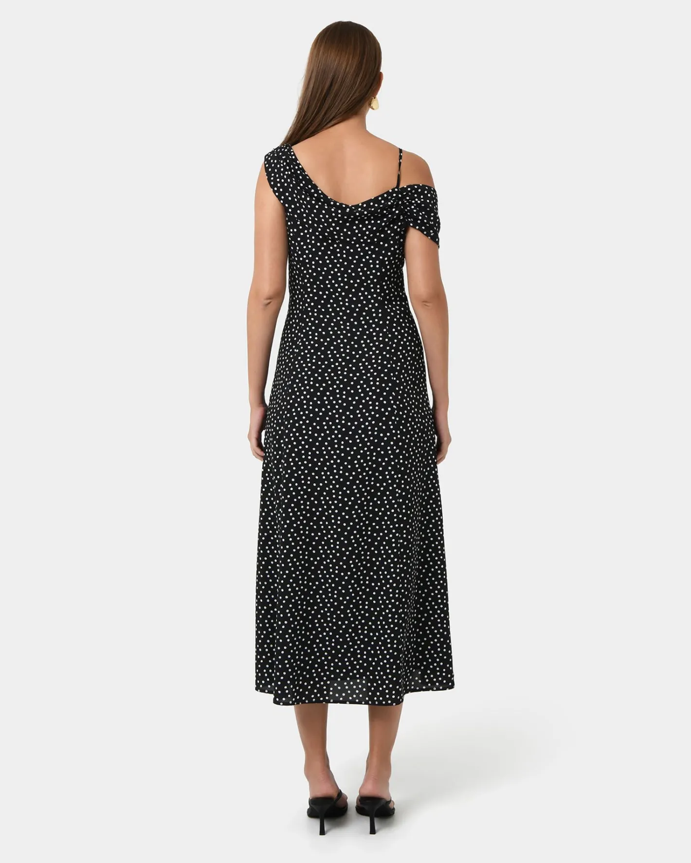 Forcast Jules Asymmetric Maxi Dress Polka Dot Best