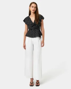 Forcast Jules Ruffle Wrap Blouse Polka Dot