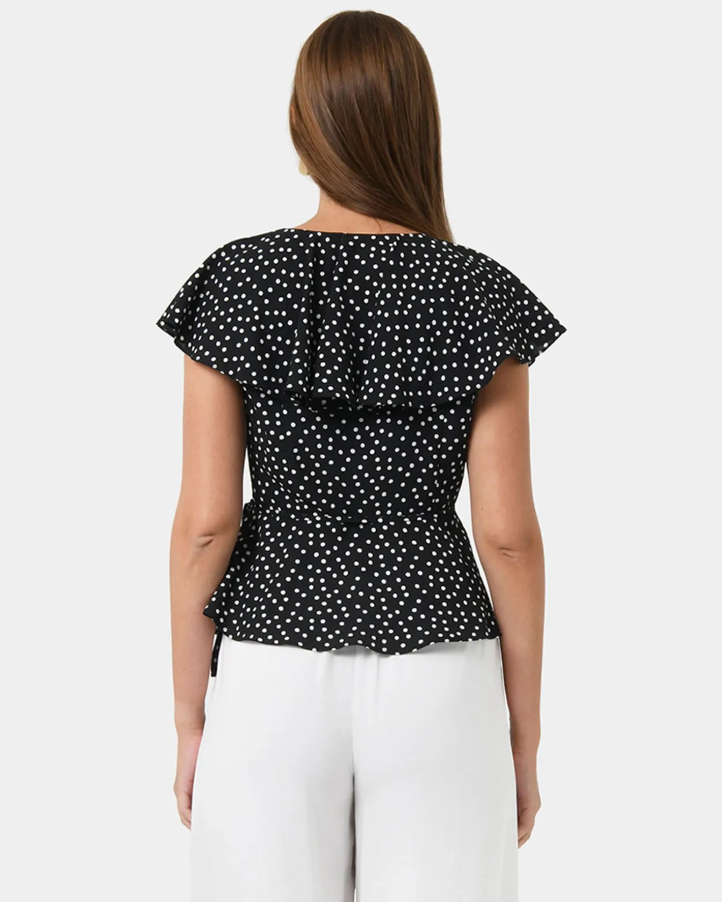 Forcast Jules Ruffle Wrap Blouse Polka Dot