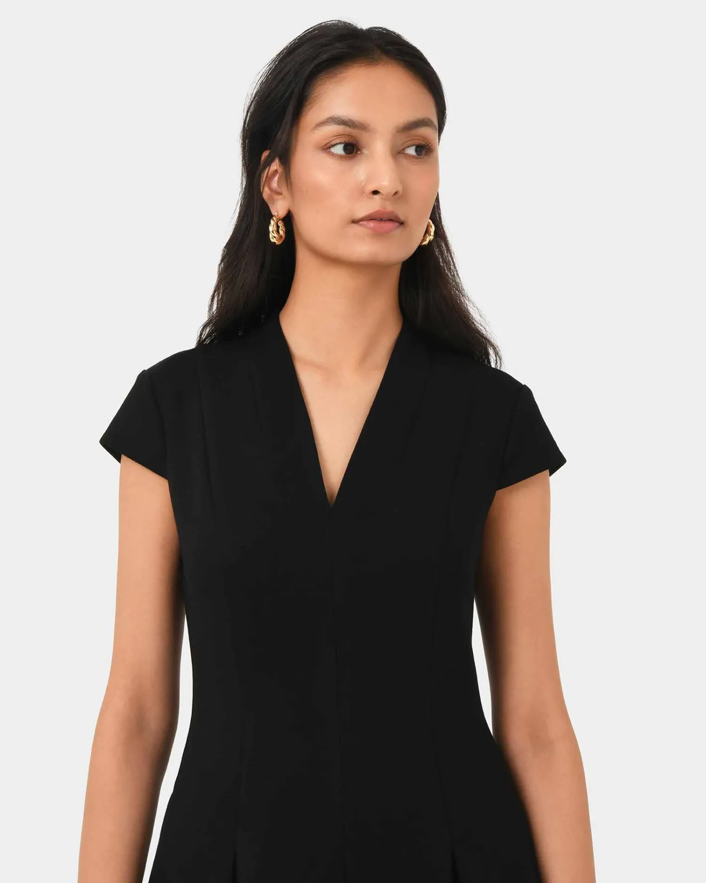 Forcast Juno Panel Ponte Dress Black Discount