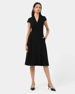 Forcast Juno Panel Ponte Dress Black Discount