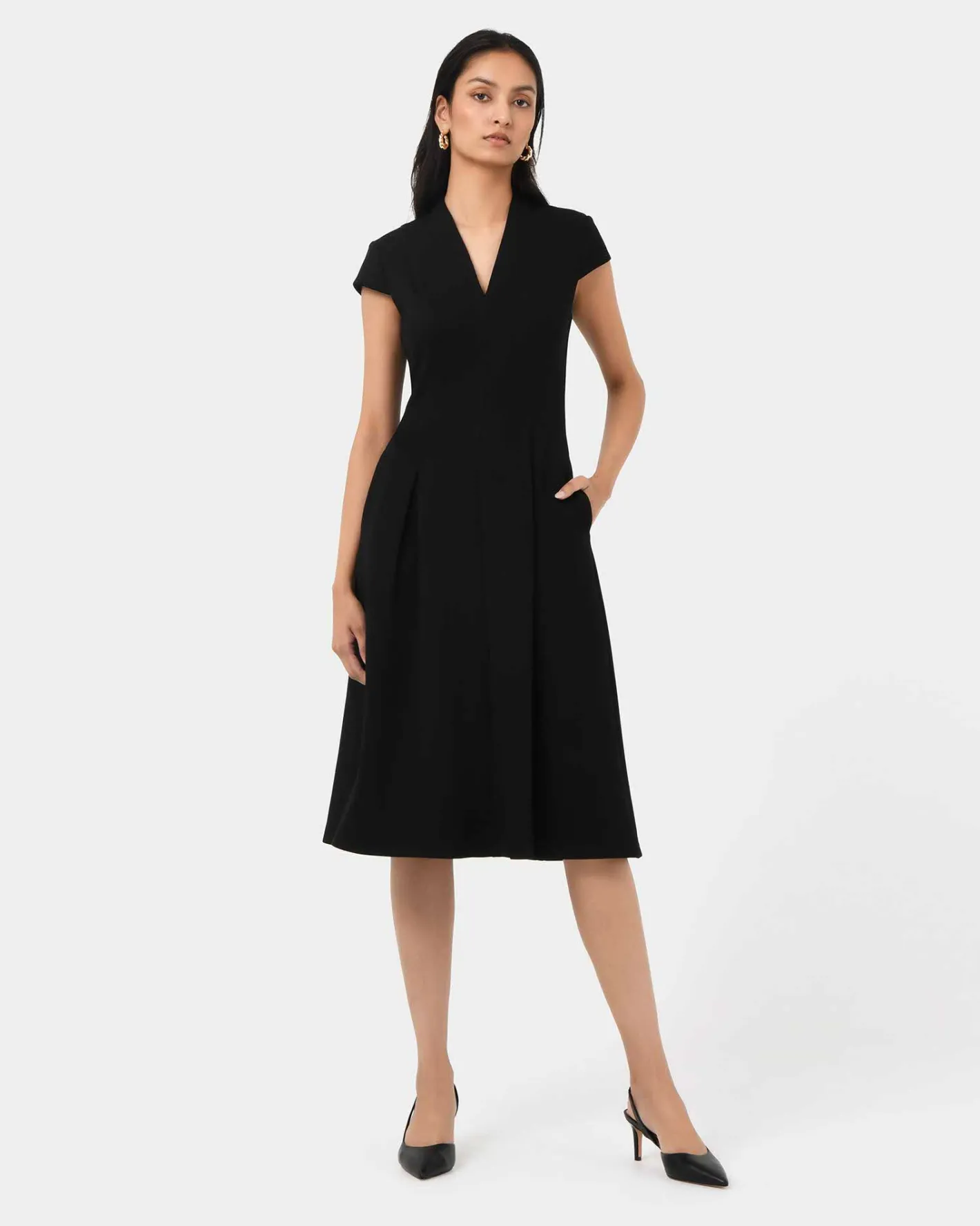 Forcast Juno Panel Ponte Dress Black Discount
