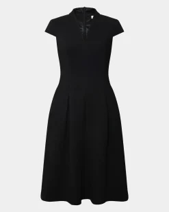 Forcast Juno Panel Ponte Dress Black Discount