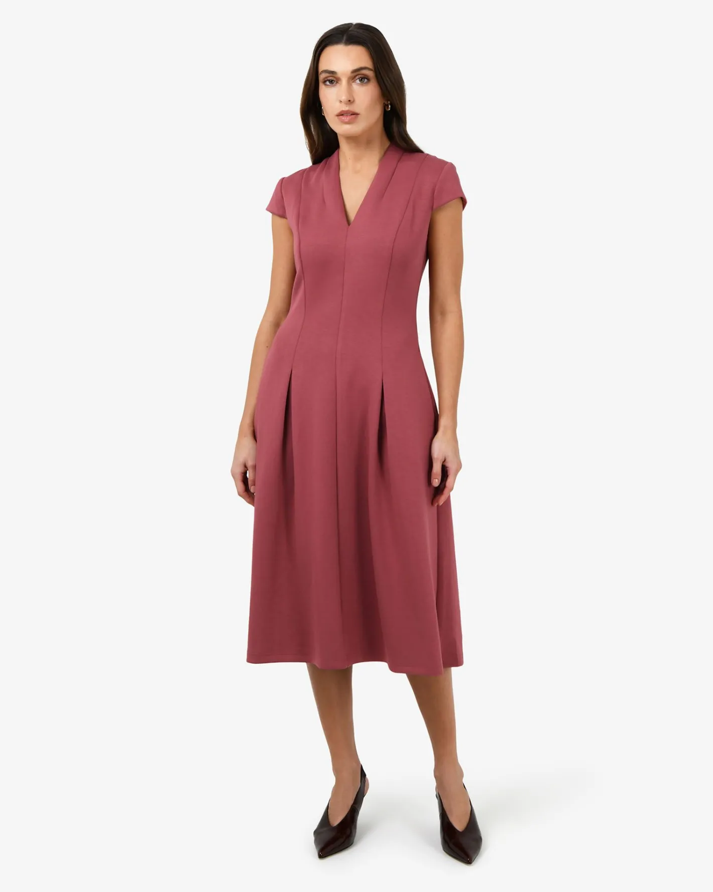Forcast Juno Panel Ponte Dress Brick Outlet
