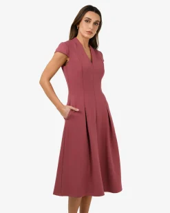 Forcast Juno Panel Ponte Dress Brick Outlet