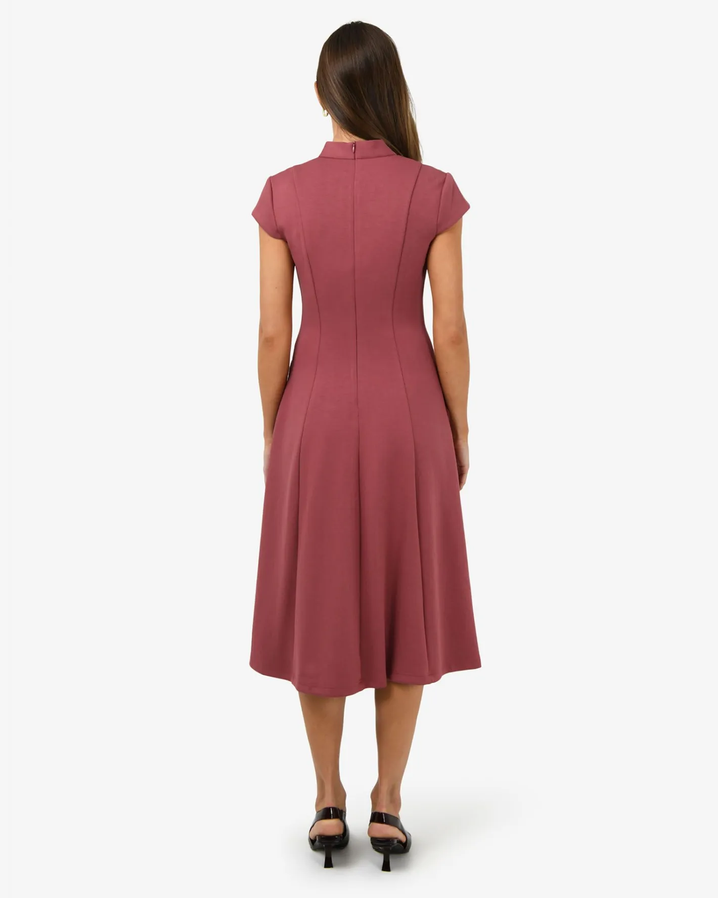 Forcast Juno Panel Ponte Dress Brick Outlet