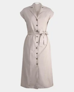 Forcast Kade V-neck Linen Dress Light Taupe Hot
