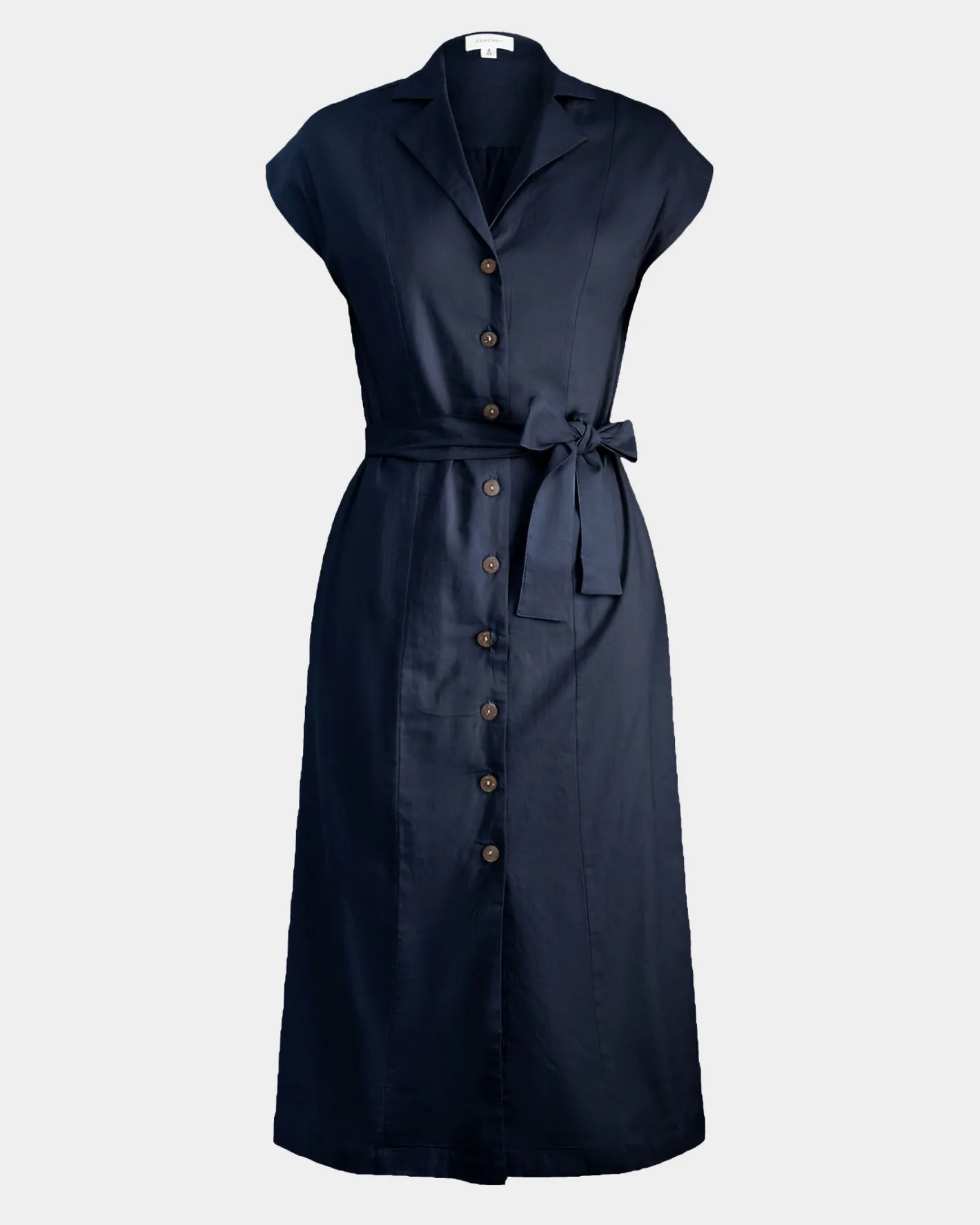 Forcast Kade V-neck Linen Dress Navy Hot