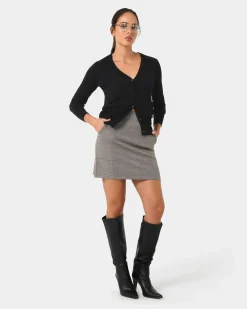 Forcast Kai Check Mini Skirt Beige & Black New