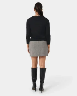 Forcast Kai Check Mini Skirt Beige & Black New