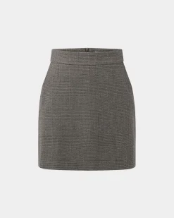 Forcast Kai Check Mini Skirt Beige & Black New