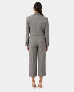 Forcast Kai Checked Crop Blazer Beige & Black Sale