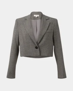 Forcast Kai Checked Crop Blazer Beige & Black Sale