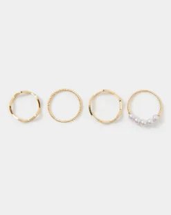 Forcast Kailyn 4pc Rings Set Gold Hot