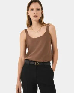 Forcast Kalena Satin Cami Top Dark Camel Sale