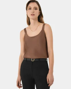 Forcast Kalena Satin Cami Top Dark Camel Sale