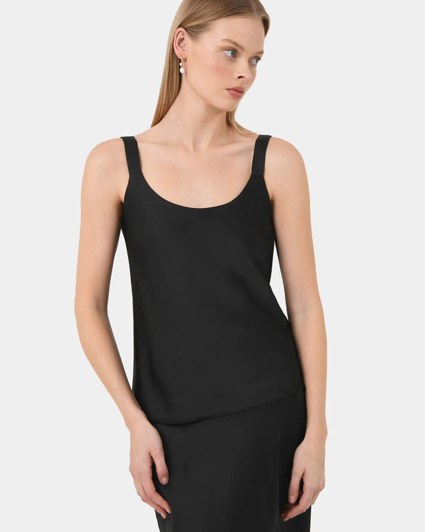 Forcast Kalena Satin Cami Top Black Hot