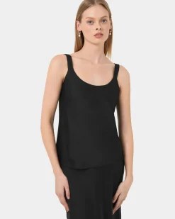 Forcast Kalena Satin Cami Top Black Hot