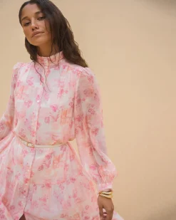 Forcast Kalia Midi Floral Dress French Pink