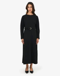 Forcast Karina Dolman Midi Dress Black New