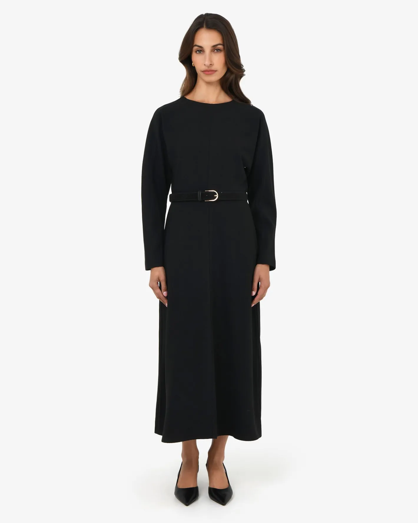 Forcast Karina Dolman Midi Dress Black New