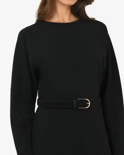 Forcast Karina Dolman Midi Dress Black New