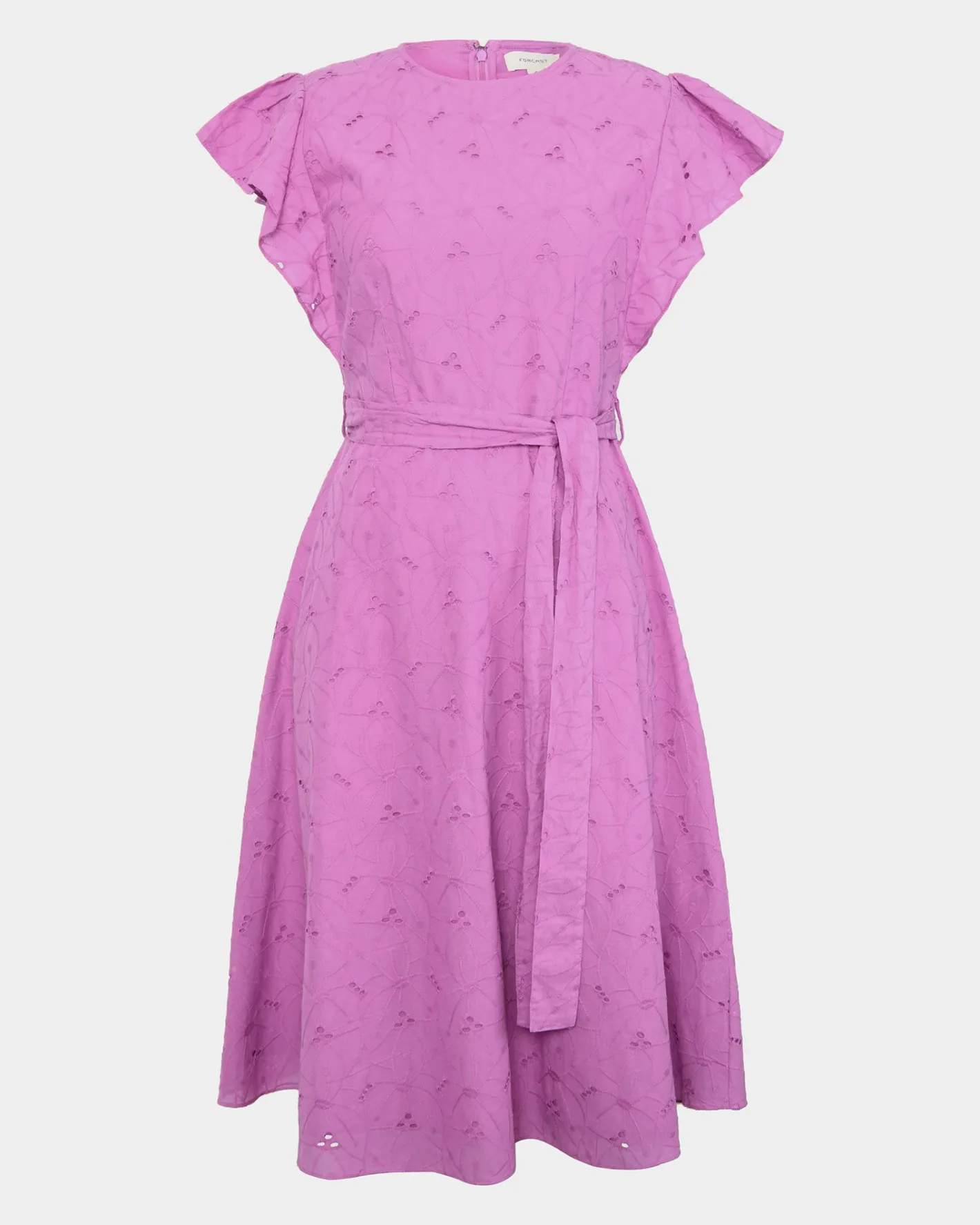 Forcast Kavya Tie-waist Cotton Dress Bright Orchid Best