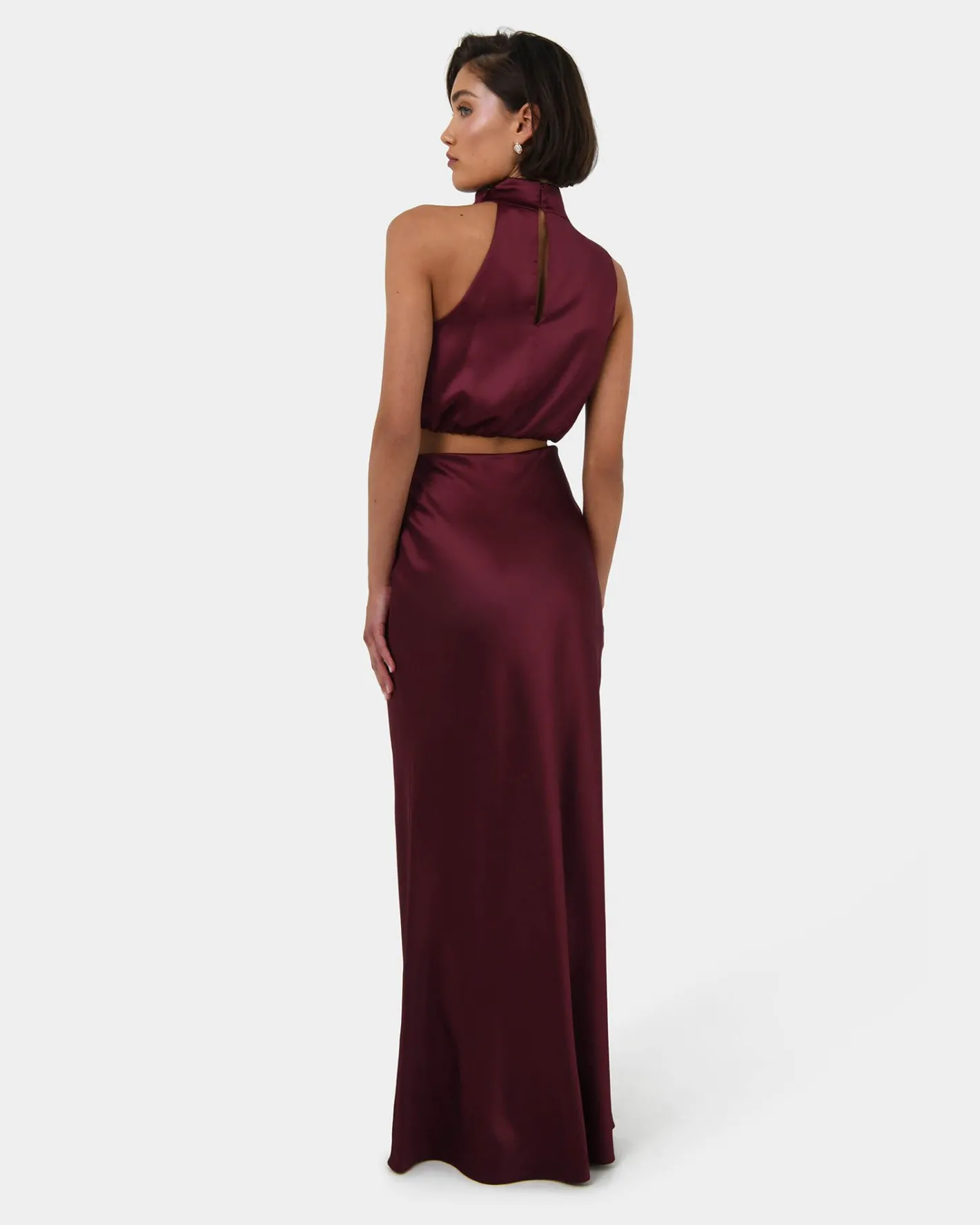Forcast Kaye Asymmetric Cowl Neck Top Wine Hot
