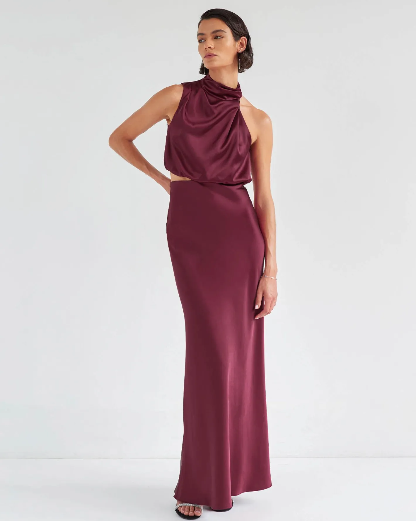 Forcast Kaye Maxi Bias Skirt Wine Online