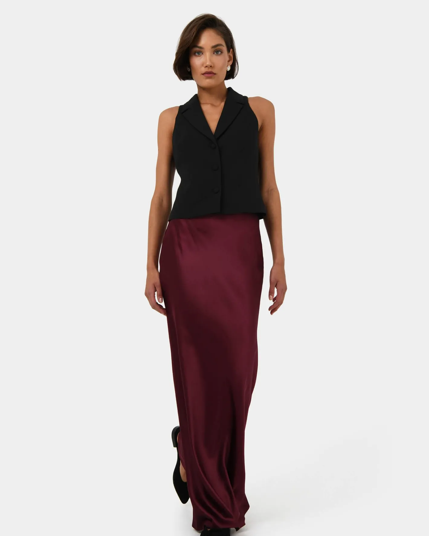 Forcast Kaye Maxi Bias Skirt Wine Online