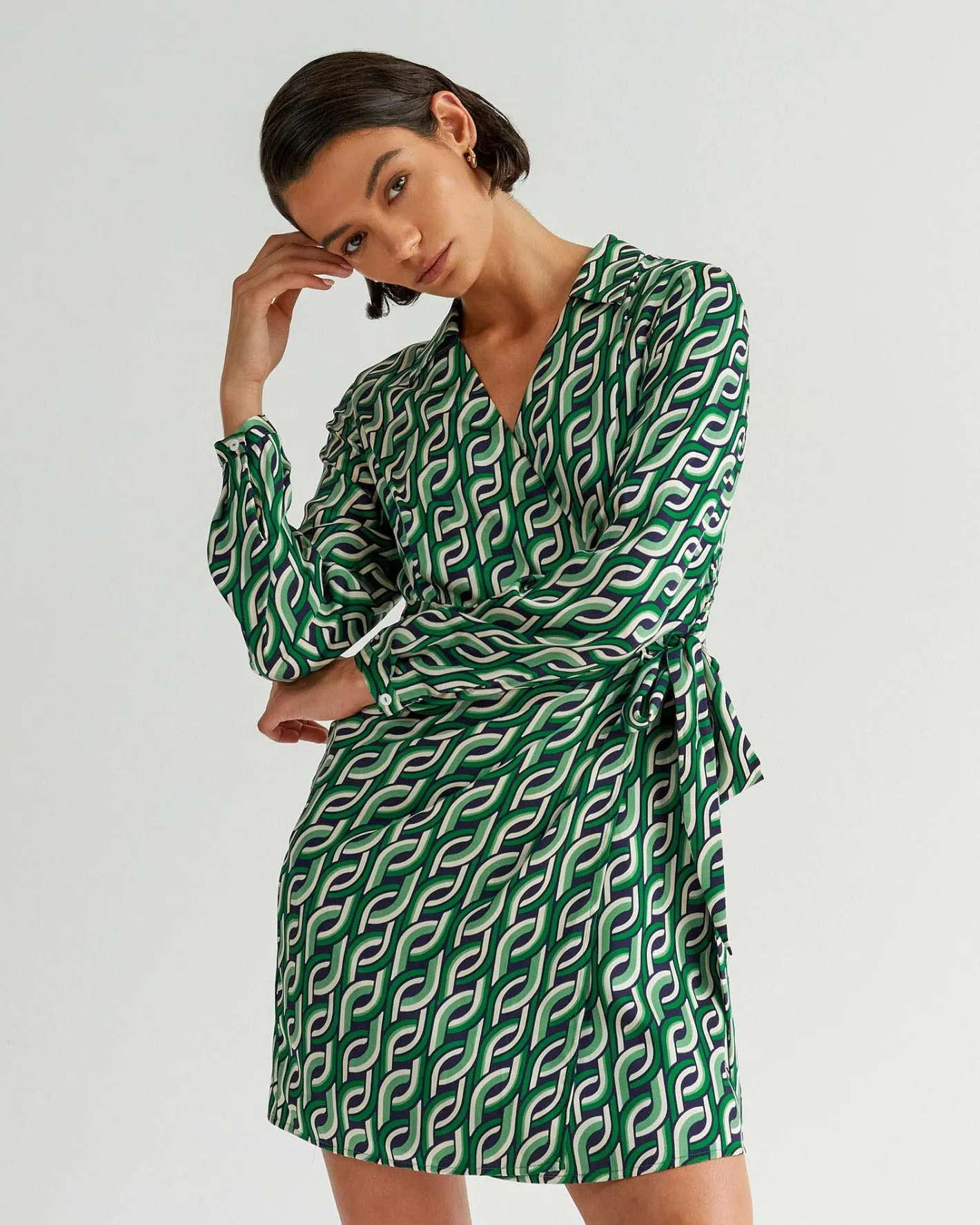 Forcast Keira Printed Mini Wrap Dress Multi New