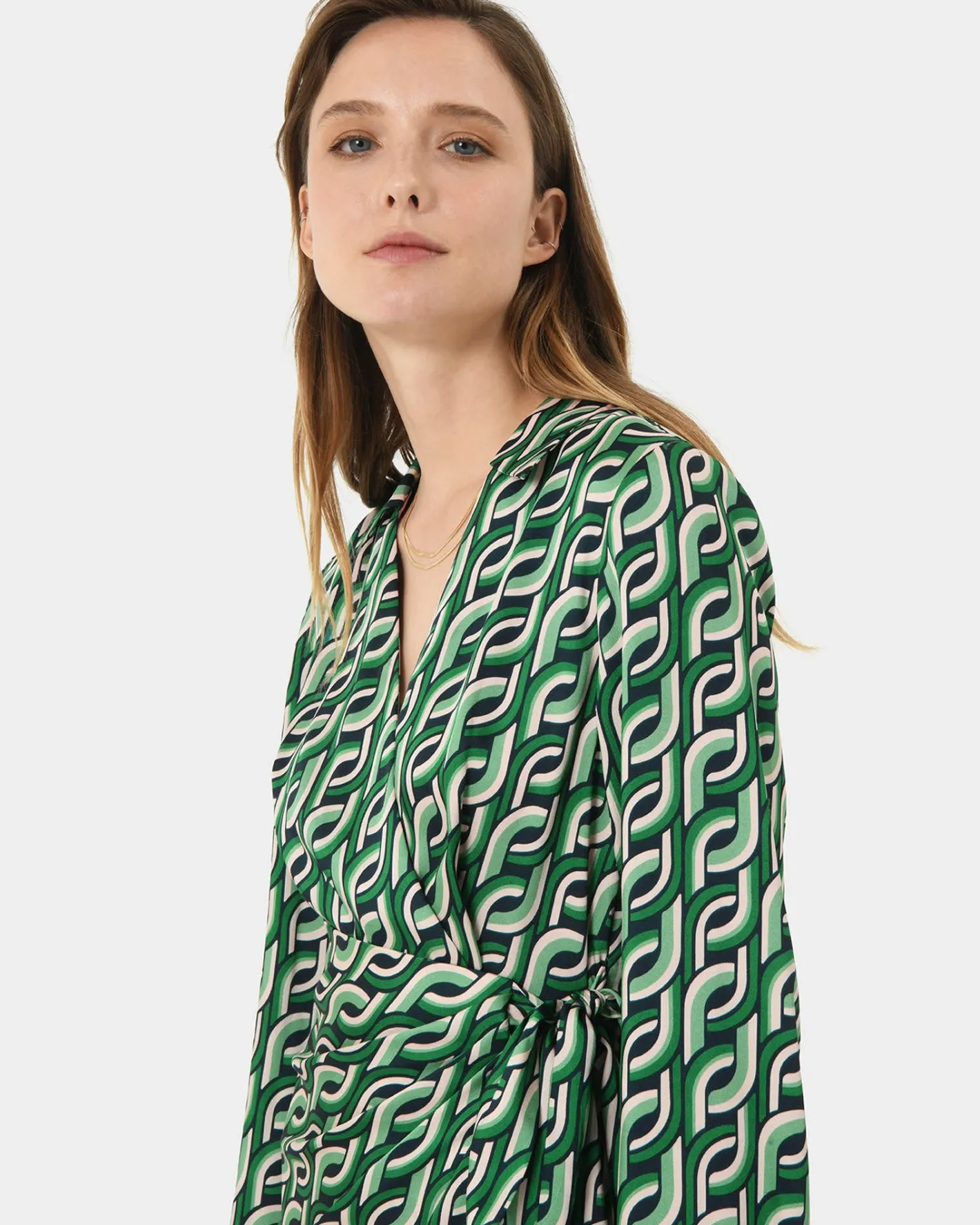 Forcast Keira Printed Mini Wrap Dress Multi New