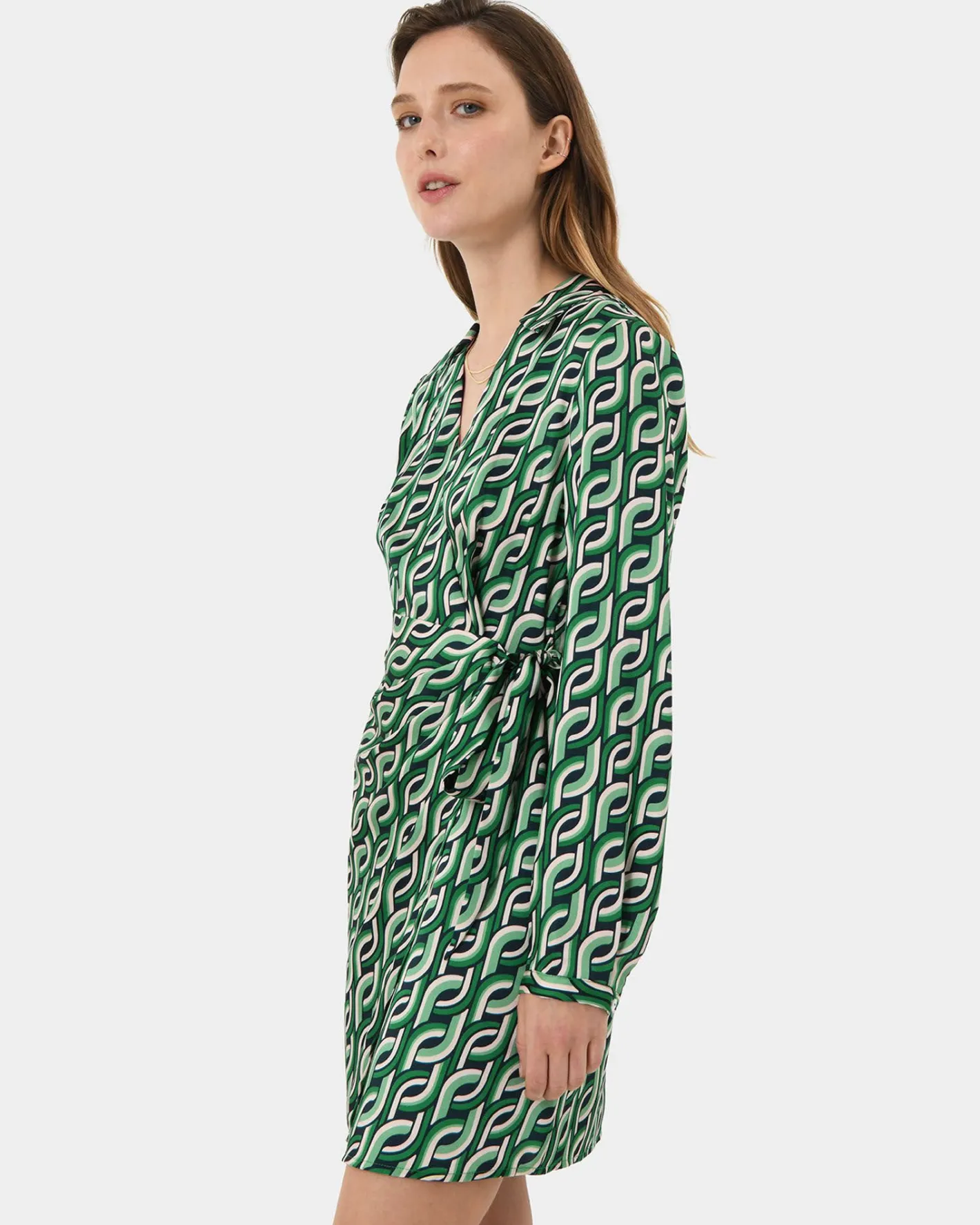 Forcast Keira Printed Mini Wrap Dress Multi New